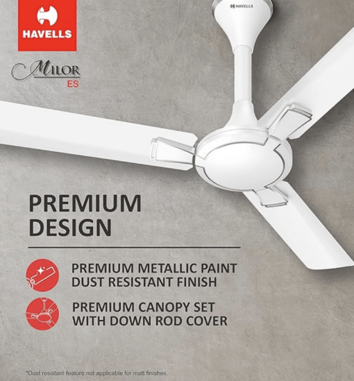 Havells 1200mm Milor Energy Saving Ceiling Fan (Pearl White, Pack of 1) - Image 4